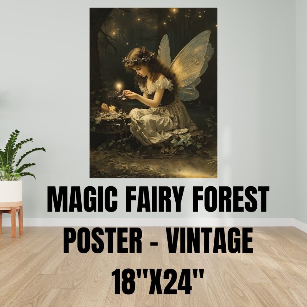 Magic Fairy Forest Poster – Vintage 18"x24" Premium Reprint ✨🌲🧚